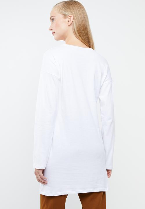 Superbalist - Longline tee with pocket - white