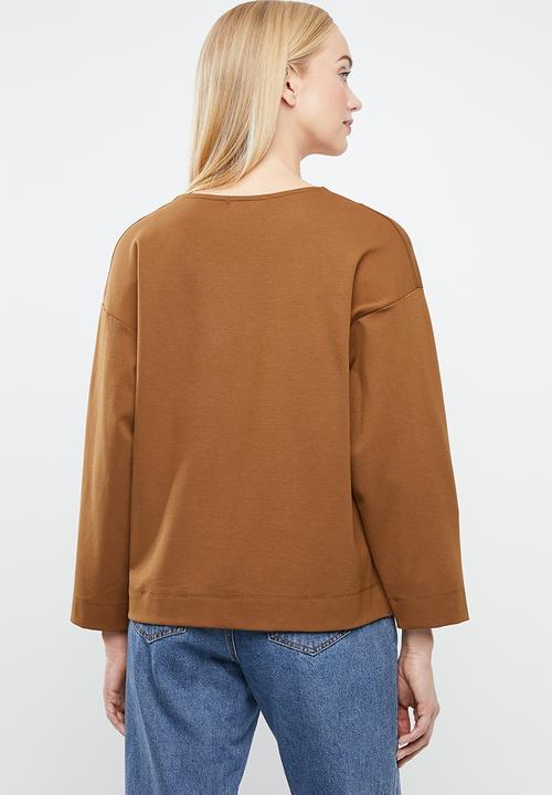 Superbalist - Split hem v-neck tee - tan