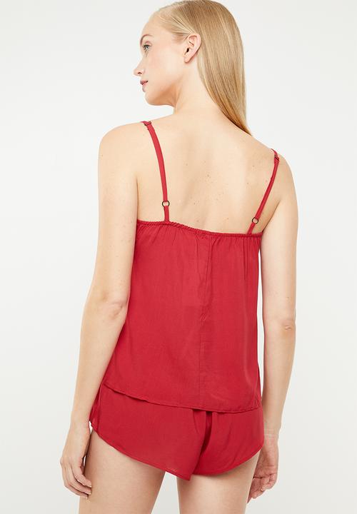 Superbalist - Cami & shorts sleep set - red