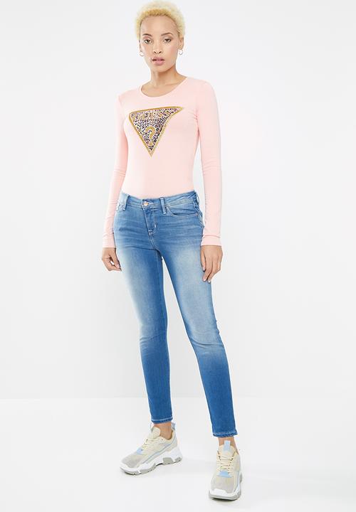 GUESS - Shortsleeve leopard triangle tee - coral