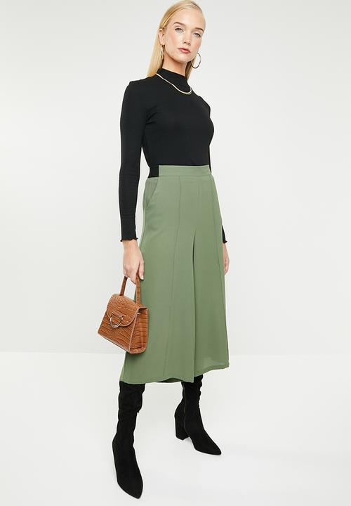 MANGO - Seam detail culotte trousers - khaki
