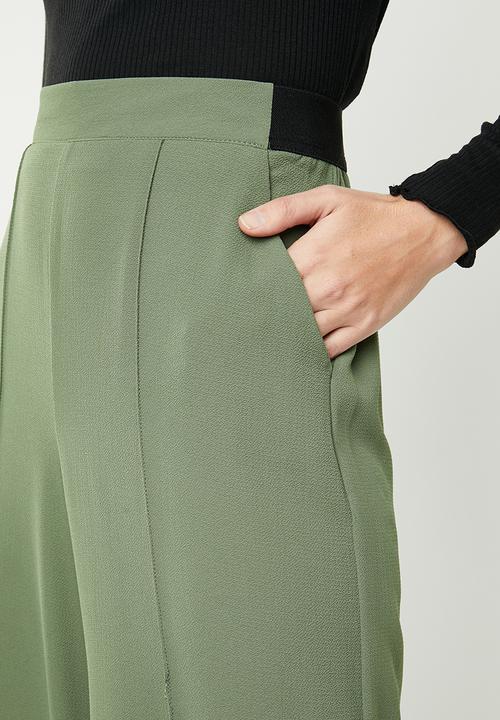 MANGO - Seam detail culotte trousers - khaki