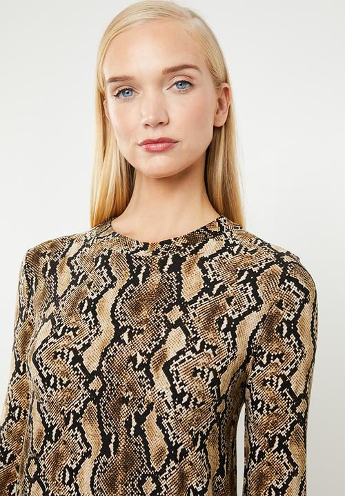 Superbalist - Crew neck trapeze dress - brown