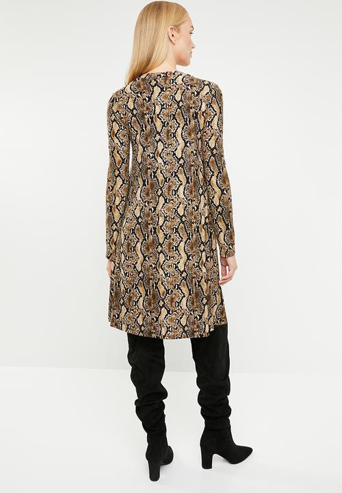 Superbalist - Crew neck trapeze dress - brown
