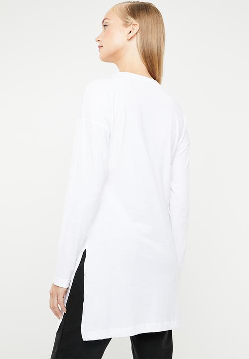 Superbalist - Longline printed tee - white