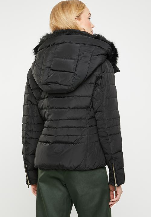 MANGO - Down and feather puffer - black