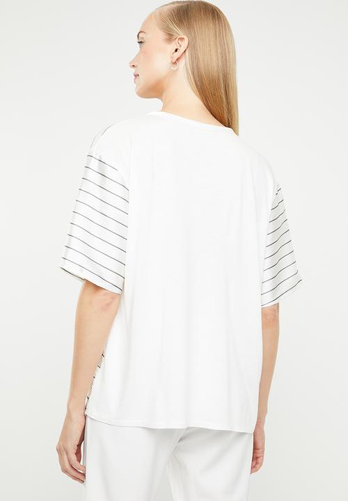 MANGO - Stripe T-shirt - white