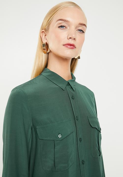 MANGO - Double pocket shirt - green