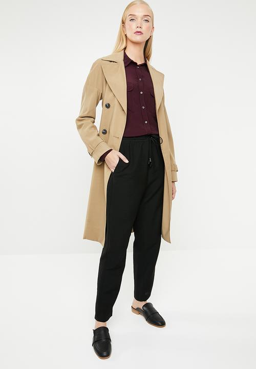 MANGO - Double pocket shirt - burgundy
