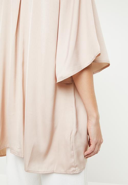 MANGO - Oversized blouse with crochet detail - neutral
