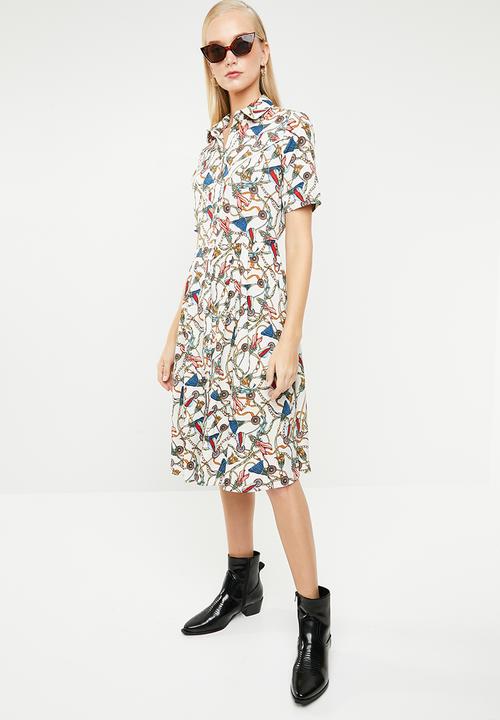MANGO - Scarf printed shirt dress - multi