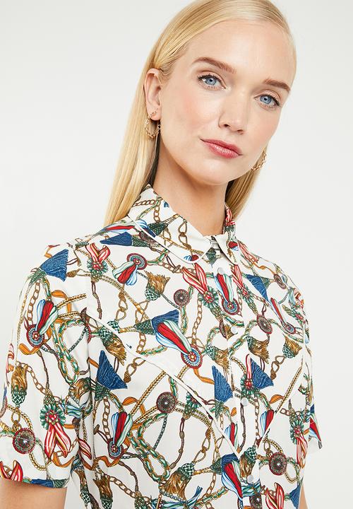 MANGO - Scarf printed shirt dress - multi