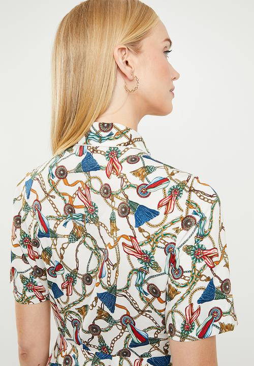 MANGO - Scarf printed shirt dress - multi
