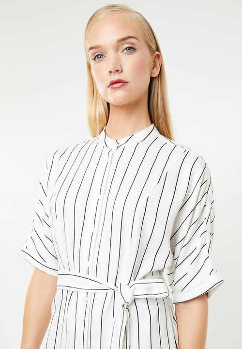 MANGO - Striped shirt dress - white