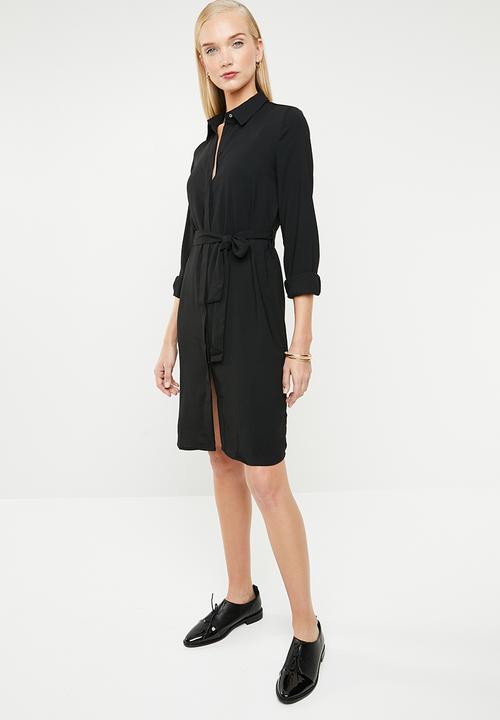 MANGO - Long sleeve shirt dress - black
