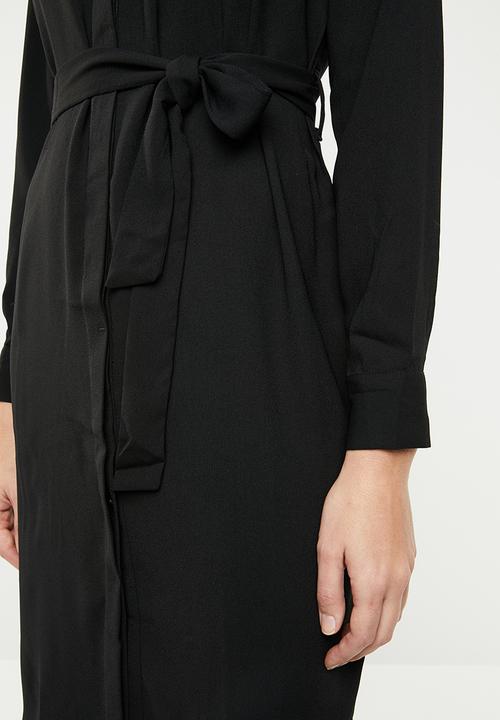 MANGO - Long sleeve shirt dress - black