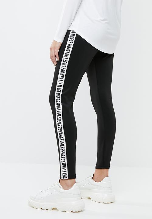 c(inch) - Contrast waistband leggings - black
