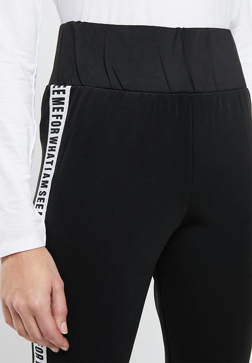 c(inch) - Contrast waistband leggings - black