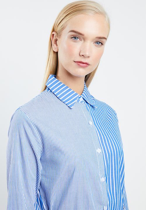 STYLE REPUBLIC - Multi-stripe shirt - blue & white