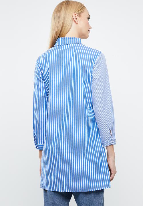 STYLE REPUBLIC - Multi-stripe shirt - blue & white