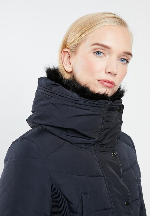 STYLE REPUBLIC - Detachable faux fur puffer - navy 