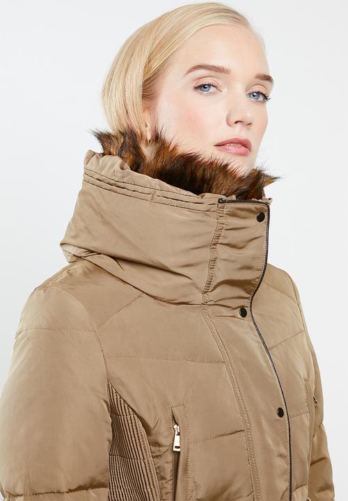 STYLE REPUBLIC - Detachable faux fur puffer - beige