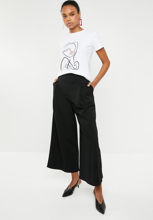 STYLE REPUBLIC - Face abstract T-shirt - white