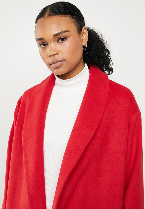 Missguided - Shawl collar midi coat - red