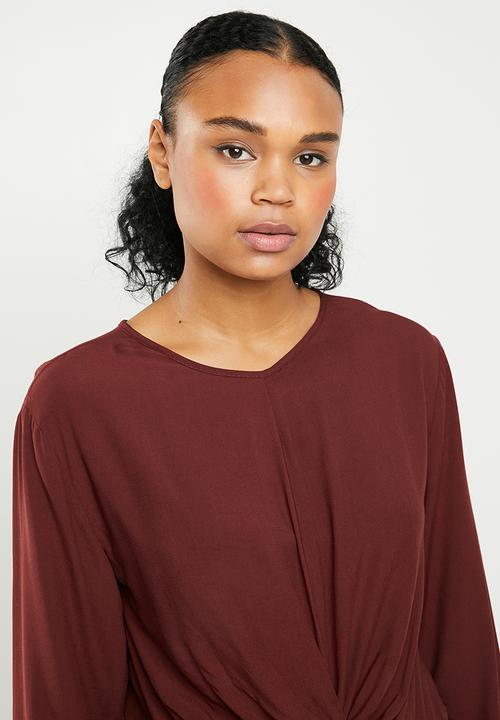 Superbalist - Knot front blouse - burgundy