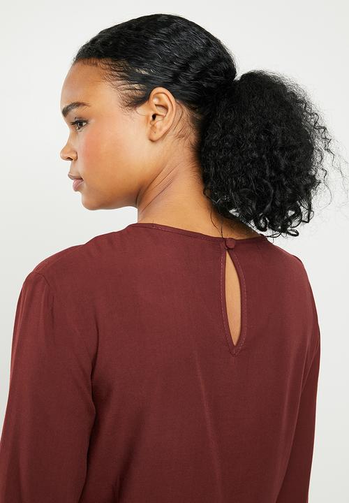 Superbalist - Knot front blouse - burgundy