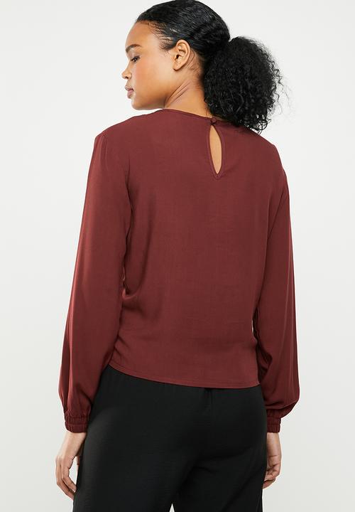 Superbalist - Knot front blouse - burgundy