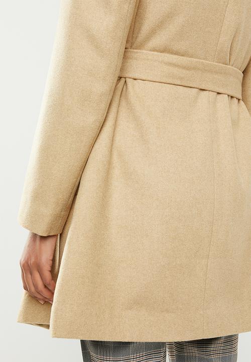 Missguided - Belted waterfall coat - camel
