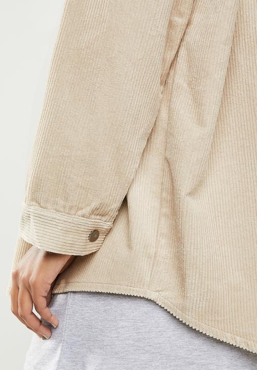 Missguided - Cord hooded shacket - neutral