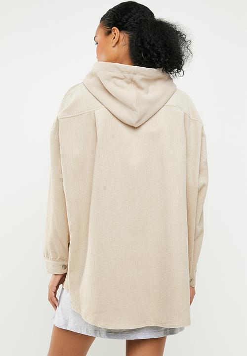 Missguided - Cord hooded shacket - neutral