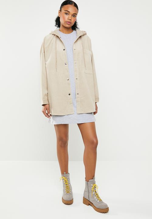 Missguided - Cord hooded shacket - neutral