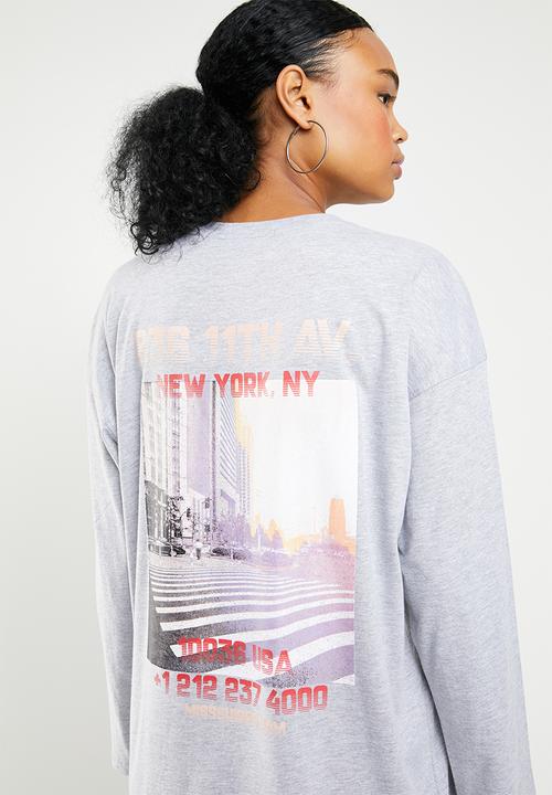Missguided - Oversized long sleeve T-shirt dress 11th ave - grey