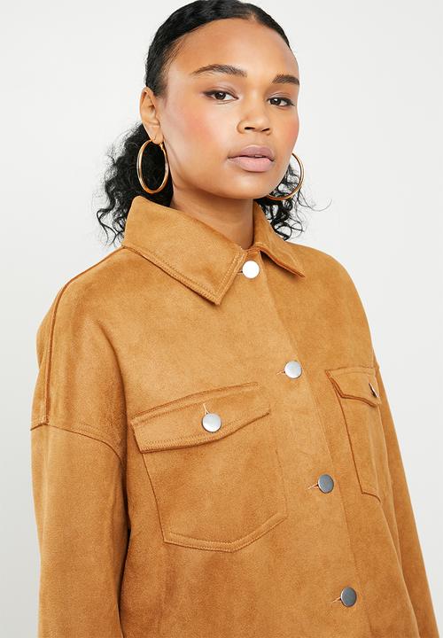 Missguided - Bonded suedette trucker - tan