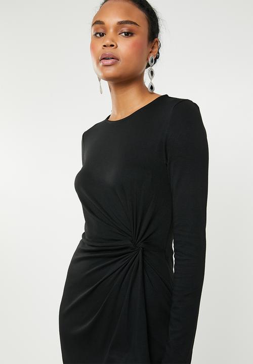 Vero Moda - Mia long sleeve knot dress - black