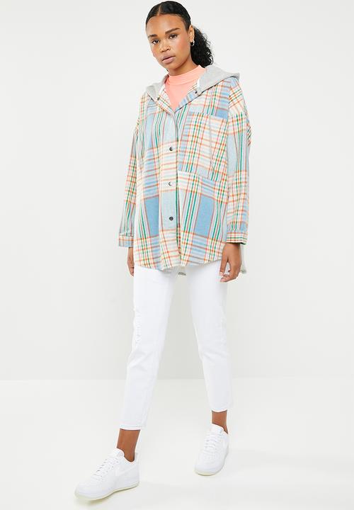 Missguided - Check longline shacket - multi