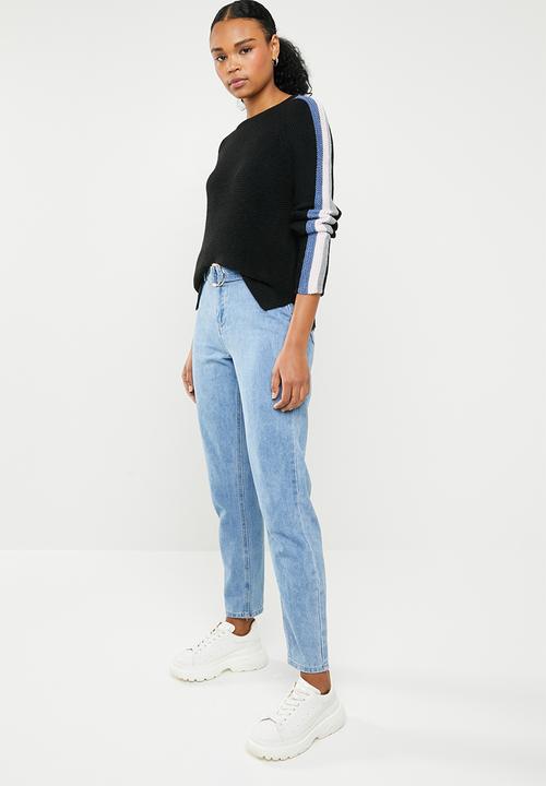 STYLE REPUBLIC - Rainbow stripe jersey - black