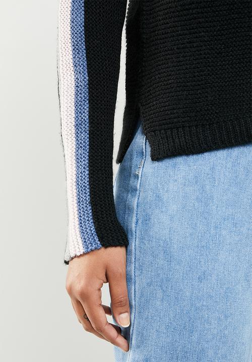 STYLE REPUBLIC - Rainbow stripe jersey - black