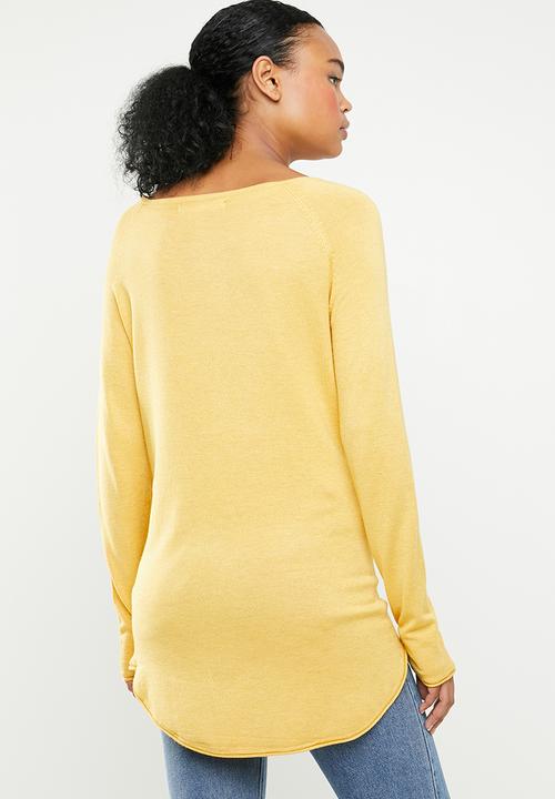 ONLY - Mila longline pullover knit - yellow 