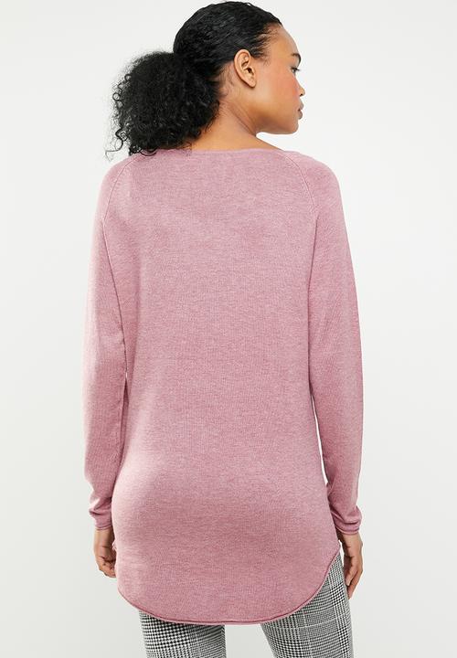 ONLY - Mila longline pullover knit - pink