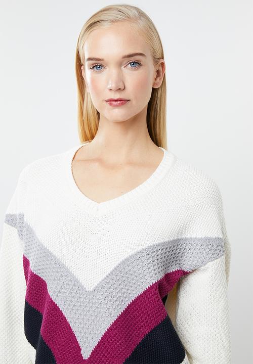 Vero Moda - Ocean V-neck colour block jersey - multi