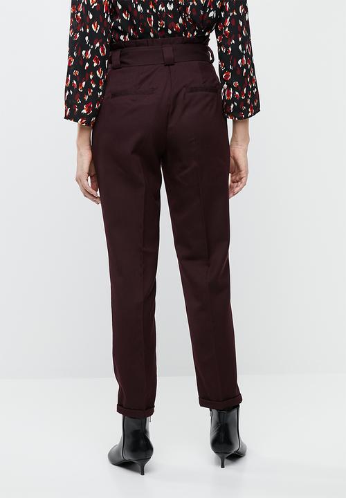 Vero Moda - Delfina highwaisted ankle pants - burgundy