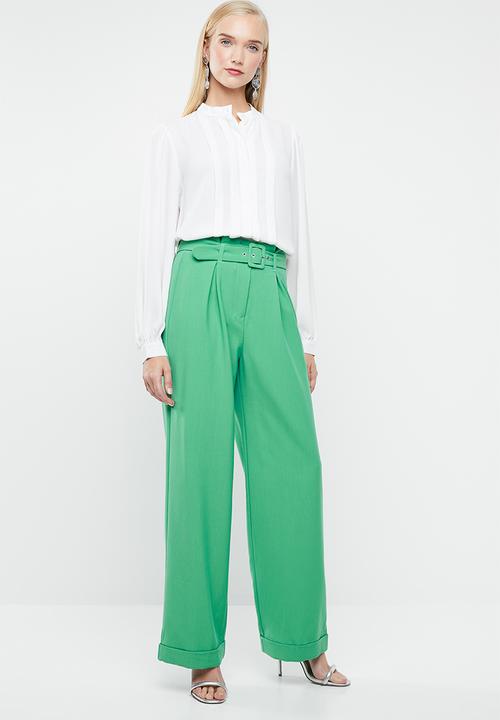 Vero Moda - Savanah belted long pants - green