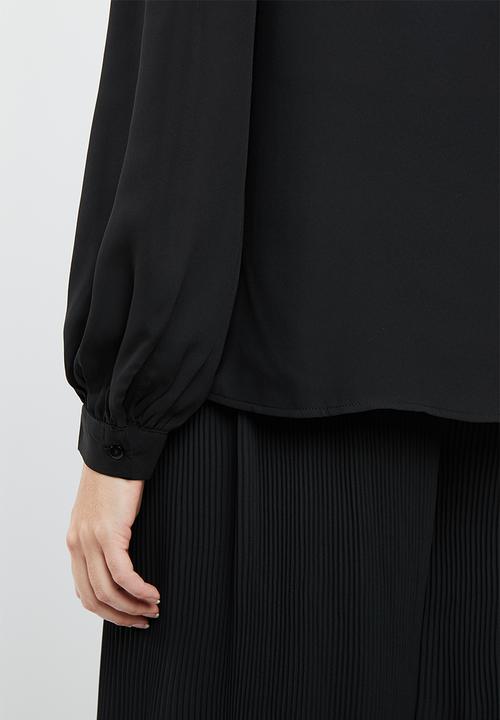Vero Moda - Grow long sleeve pleated shirt - black