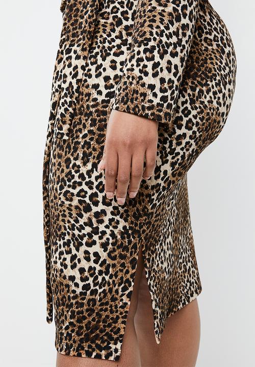 Superbalist - V-neck tie front midi dress - animal