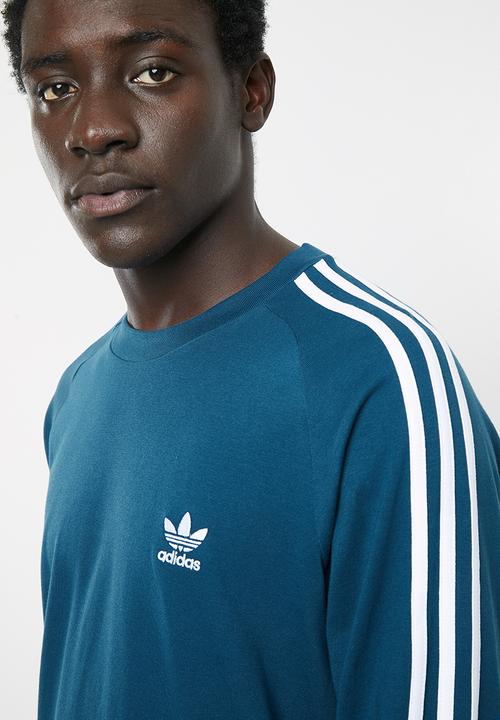 adidas Originals - 3-Stripes crew long sleeve tee - blue & white