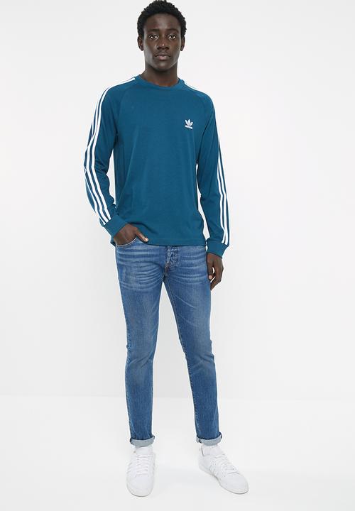 adidas Originals - 3-Stripes crew long sleeve tee - blue & white